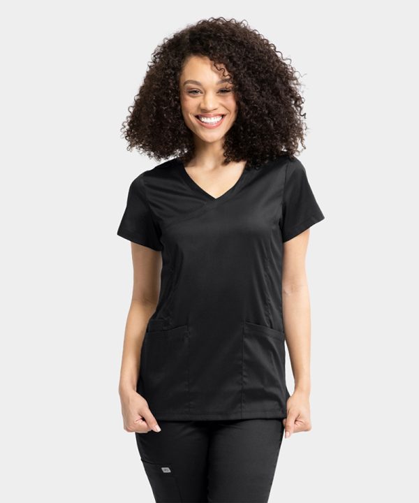 Women's Mock Wrap Knit Side Top | 2803 - Black, LG