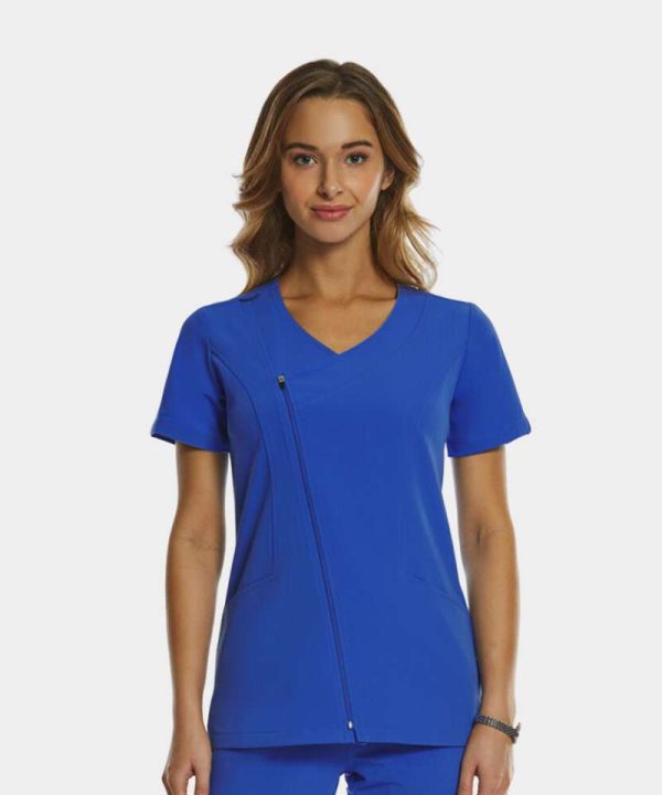 Women's Dressy Asymmetrical Zipper Top | 3801 - Royal Blue, XS