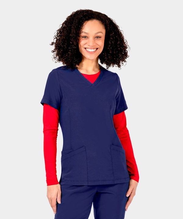 Women's V-Neck Top | 4801 - Navy, 2XL