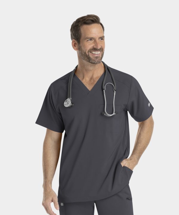 Men's V-Neck Top | 4851 - Pewter, XL