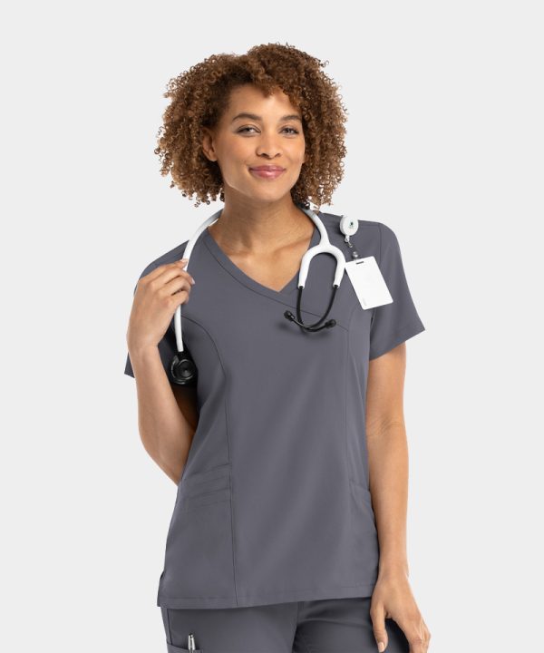 Women's Mock Wrap Top | 5002 - Pewter, 5XL