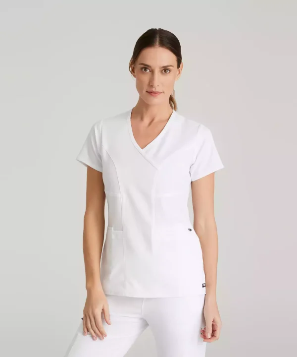 Grey's Anatomy Spandex Stretch Kim Top-3 Pocket V-Neck Top