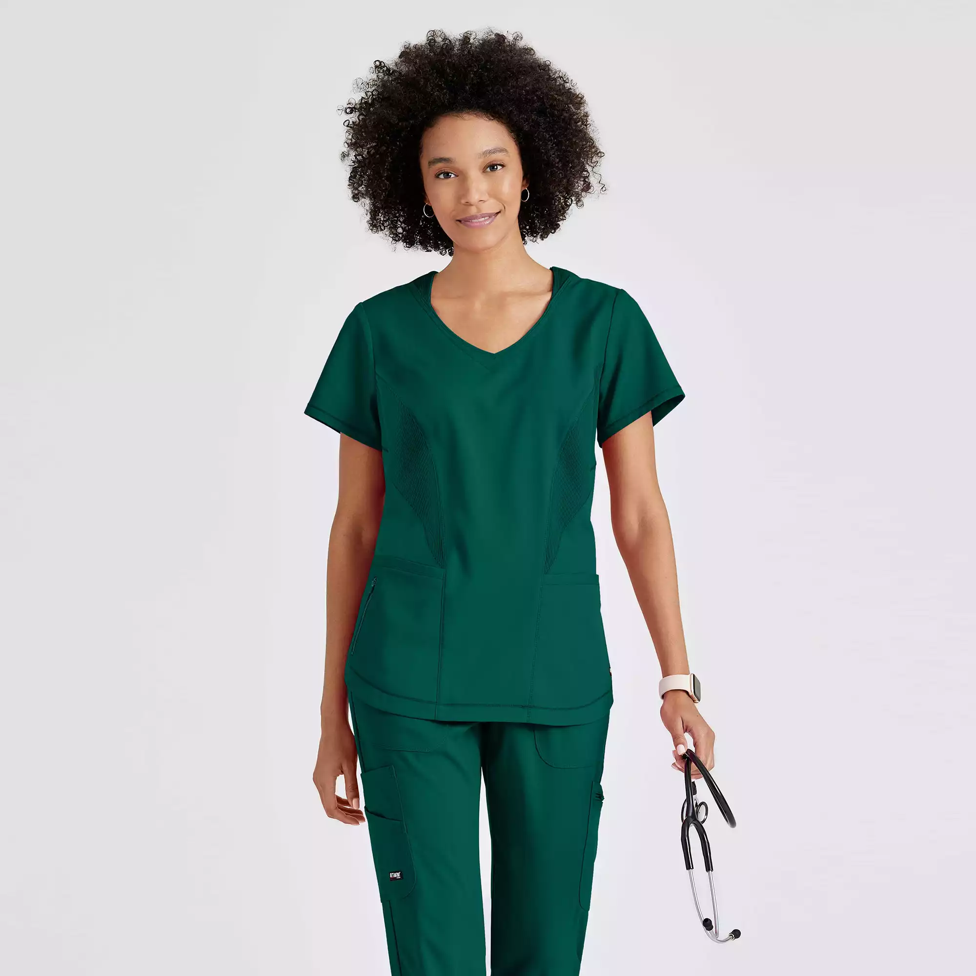 Womens-Sport-Neck-Scrub-Top-GRST124-Hunter-Green-01.webp