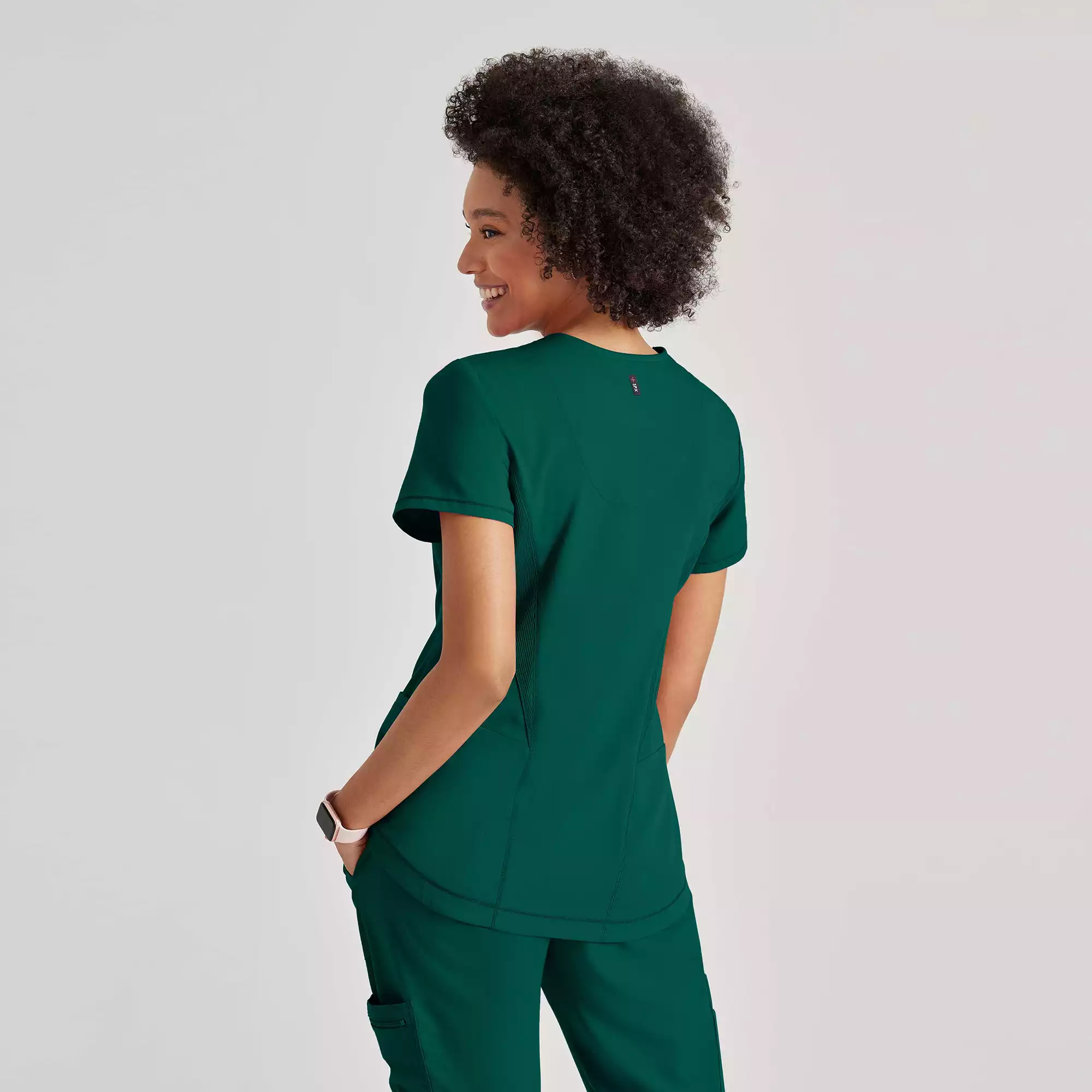 Womens-Sport-Neck-Scrub-Top-GRST124-Hunter-Green-02.webp